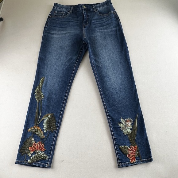 Chico's Denim - Chico's Embroidered So Slimming Ankle Jeans Chico's Size 1 Sz 10 Denim Stretch